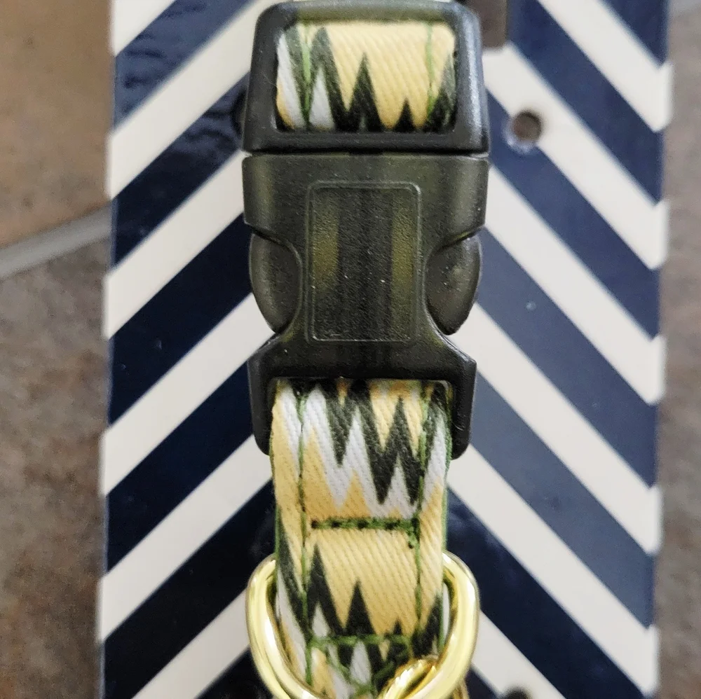 New! Dog Collar by Dabney Lee - Green and Gold XS